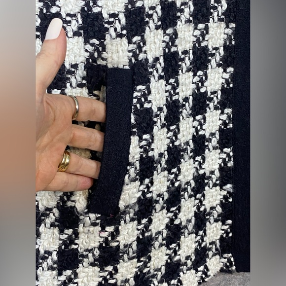 Nomadic Traders Jacket Cardigan XL Houndstooth Black White Zip Up Preppy Office‎ - Picture 4 of 14